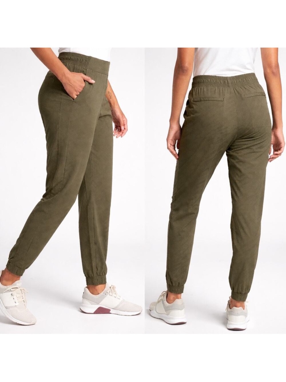 Athleta Brooklyn Textured Jogger Pants Green Size 4 Athleisure Gym Lounge